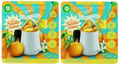 Air Wick LaSiesta Citrus Fresh Scent Essential Mist Diffuser Kit 20ml 2er Pack