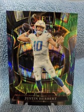 Justin Herbert 2025 Panini Select - Concourse Black & Green Shock Prizm