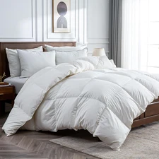 BPC Lightweight Goose Feather down Fiber Comforter Twin Size, 750 Fill Power Clo
