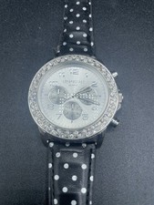Reloj de cuarzo para mujer Aéropostale bisel de cristal correa de lunares NECESITA BATERÍA