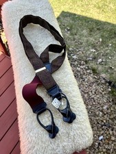 NWT trafalgar patterned fabric suspenders with gold hardware