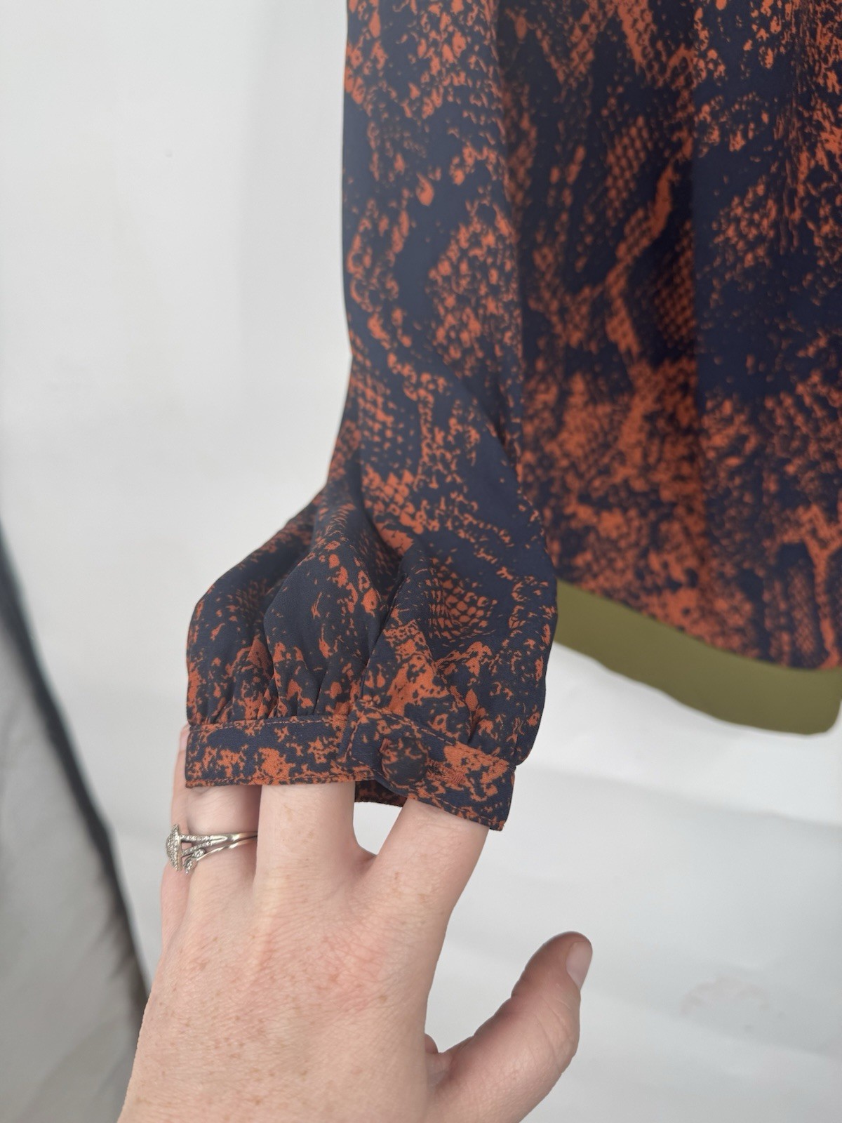 CABI Top Women Medium Border Wrap Python Print Or… - image 8