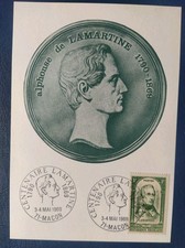 Carte maximum Premier Jour N° 795 Alphonse De Lamartine Oblitéré Mâcon 1969