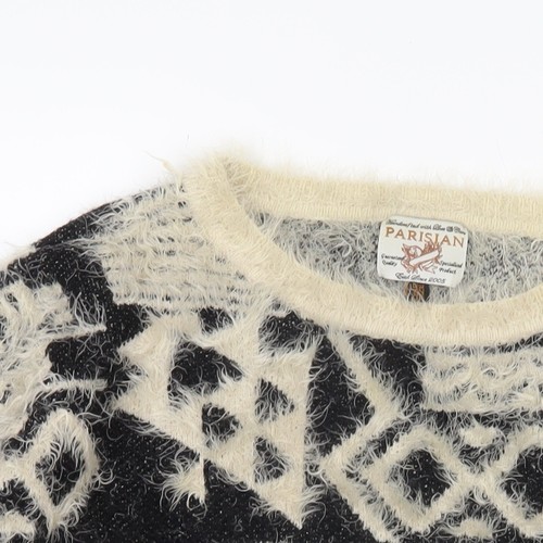 Parisian Women's Black Beige Geometric Aztec Jumper - Picture 10 of 12