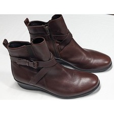 ECCO Brown Leather Ankle Boots EU 39 Buckle S...