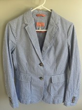 Joules Women s Erica Blazer Jacket Pinstripe Blue White Striped US8