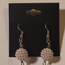 White Imitation Pearl Ball Dangle Drop Hook E...