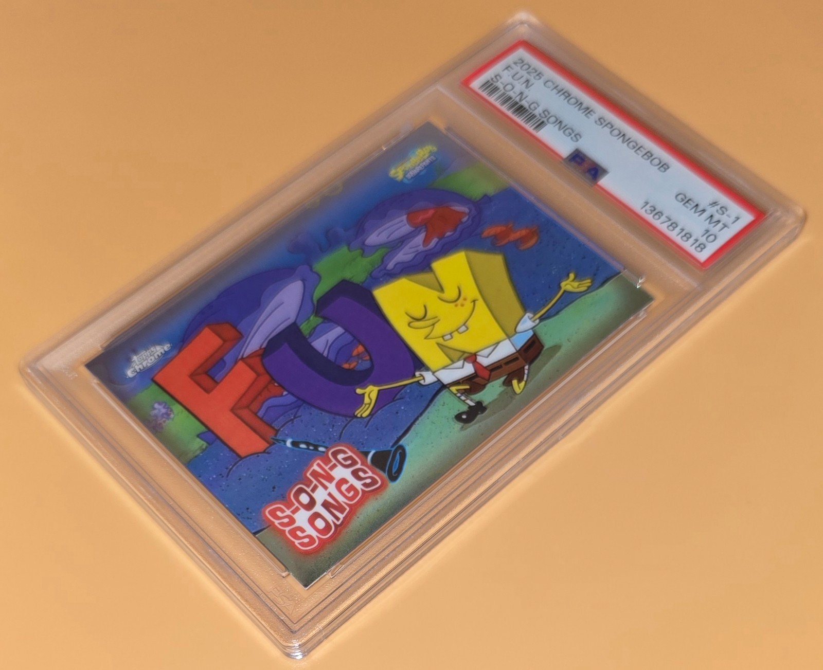 SpongeBob F.U.N. Song PSA 10 Low Pop SpongeBob 25th Anniversary T. Chrome Insert view 5