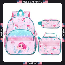 Girls School Backpack Set 15 Inch with Lunch Bag & Pencil Case