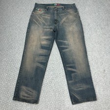 Ricco Tizio Rich Guy Jeans Mens 40x30 Blue Relaxed Straight Denim Distressed
