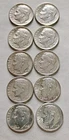 Lot of 10 - U.S. 90% Silver Roosevelt Dimes 1964 Various Mints XF $1 Face #11