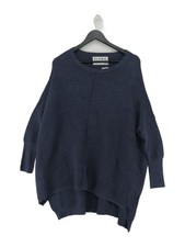 PLUMO STUDIO Women's Jumper Blue Viscose with Nylon Crew Neck Pullover