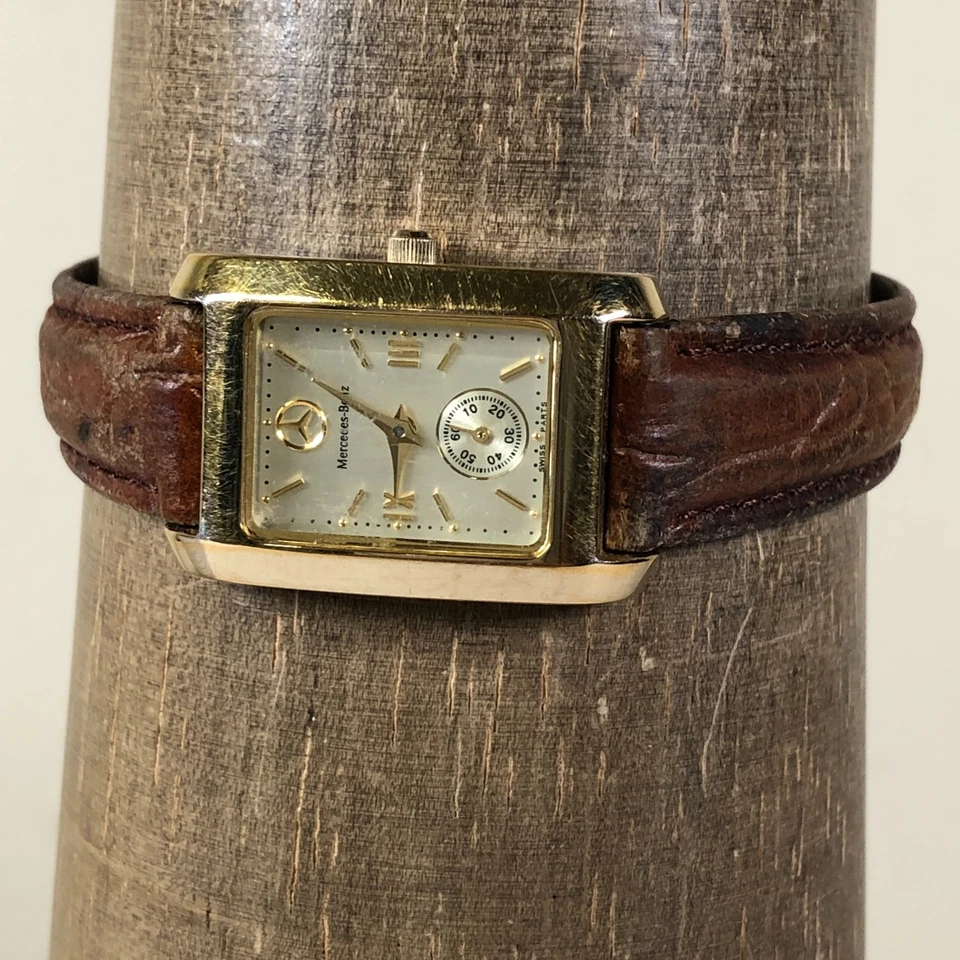Mercedes-Benz Mujer 1064 Vestido Marrón Cuero Cuarzo Analógico 20mm Reloj 6 3/4" Foto 2 de 4