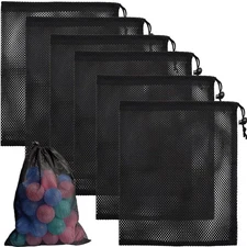 6 PCS Mesh Drawstring Bag 12" x 15.7", Durable Sports Equipment Net Bag Multi...