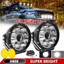 Pair AUXBEAM 5" LED Driving Work Lights Spot Flood Pods OffRoad Truck FOG Lamp