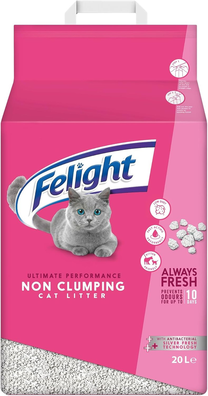 Felight | Non-Clumping Cat Litter with Antibacterial Silverfresh Technology | Pr