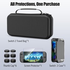 Portable Hard Shell Case for Nintendo Switch 2: 12 Slots, Screen Protector,Cover