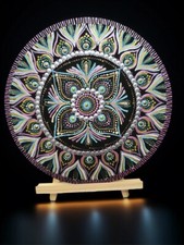 hand painted mandala with metallic colors