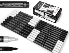 TOOLI-ART Black and White Acrylic Paint Pens 21 Markers Set (0.7mm + 3.0mm)