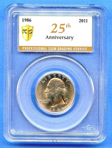 PCGS Sample Slab 1986 P Washington Quarter 25th Anniversary 25c US Mint Coin #0b