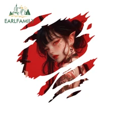 EARLFAMILY 5.1" Tear Samurai Girl Car Stickers Motorcycle Skateboard DIY Decals