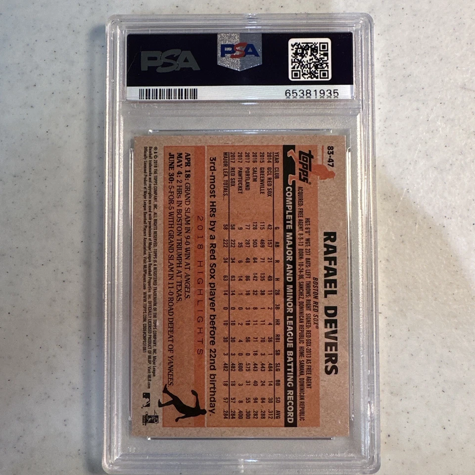 2018 Topps Update - Rafael Devers RC *1983 Topps Baseball* #83-47 - PSA 9 - Image 2 of 2