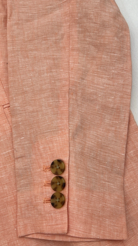 TALBOTS 100% LINEN CLASSIC SUMMER BLAZER WOMENS 12 ORANGE LINED FLAP POCKET NWT - Picture 10 of 18