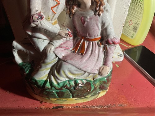 Staffordshire schiena piatta Romeo e Giulietta C19th, vedi danni sulla schiena. - Foto 9 di 17