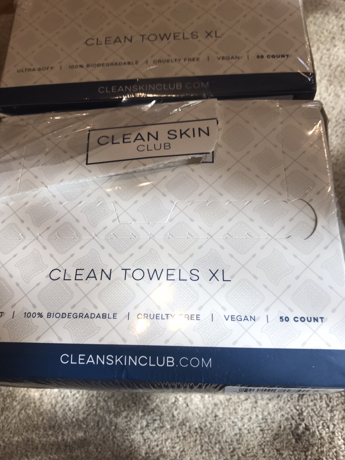 (2) Clean Skin Club Clean Towels XL Disposable Face Wash Cloths 50 In