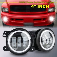 4" Round LED Fog Light DRL Angel Eye Lamps For 94-2001 Dodge RAM 1500 2500 3500