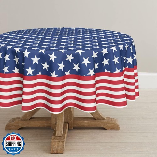 Horaldaily 4. Juli Tischdecke 60x60 Zoll rund, patriotische amerikanische Flagge I