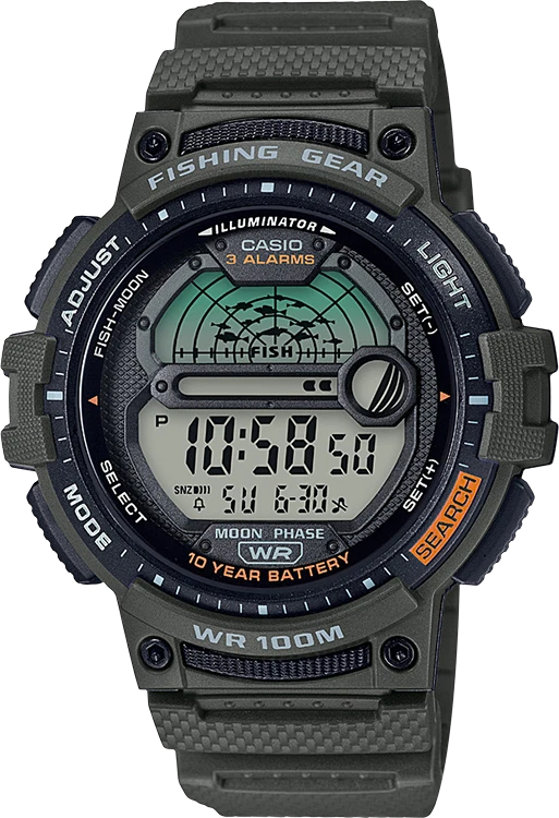 Casio Fishing Gear Men's Quartz Olive Green Band 48mm Watch WS1200H-3AV