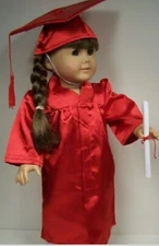 Red Graduation Gown Robe w/Cap Hat Blank Diploma Doll Clothes For (Debs*)