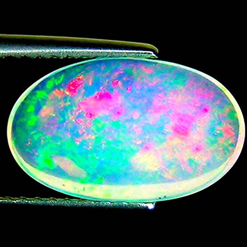 2.12 Ct Natural Ethiopian Cabochon Opal Gemstone Multi Color Oval Cut