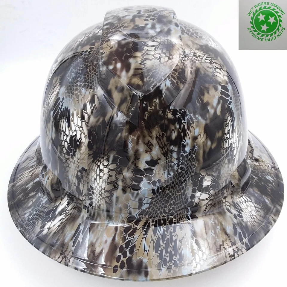 PYRAMEX Hard Hat FULL BRIM custom hydro dipped , OSHA approved KRYPTEK NEPTUNE CAMO NEW