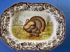 New Vintage UNUSED Spode Woodland Thanksgiving Turkey Platter w Well