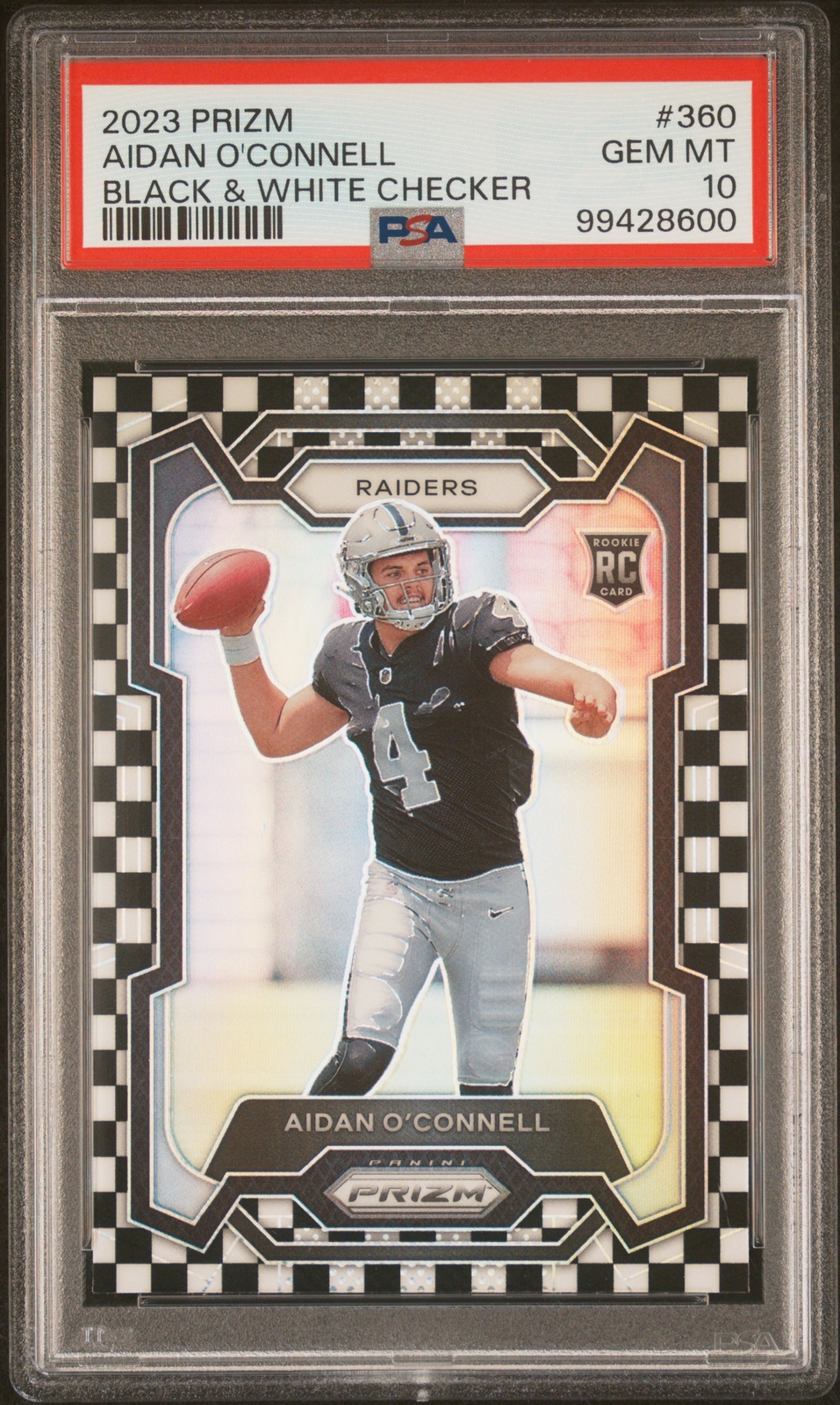 2023 Panini Prizm #360 Aidan O'Connell Black & White Checker Rookie RC PSA 10