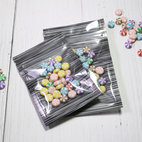 100/500/1000 Klar Fenster Schwarz Design Mylar Folie Aufbewahrung Reißverschluss Verschluss Beutel - Bild 8 von 8