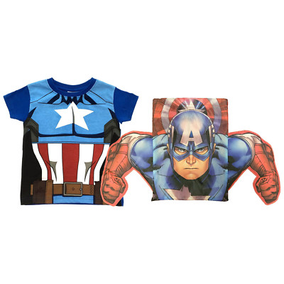 Captain America Kinder offizielles Superheld T-Shirt & 3D Pullstring Tasche Rucksack