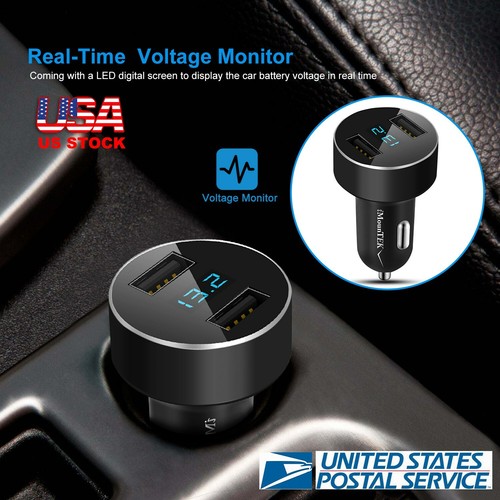 Dual USB Car Charger Adapter LED Display Fast Charging for iPhone X 8 Samsung S9 - Picture 6 of 11