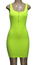 Love Star Women's Bodycon Dress Sleeveless Ribbed Neon Size S