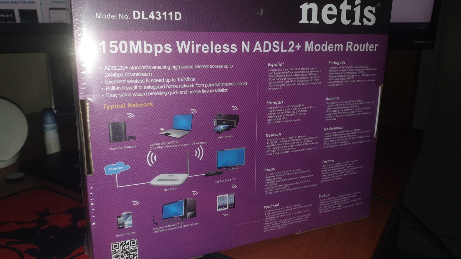 NETIS ADSL2+ Router Wireless DL4311D 150 MBPS