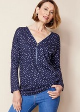 Image of Soft Touch Zip Front Tunic Top by Kaleidoscope in Navy Blue