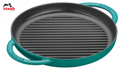 BRANDNEU STAUB 26 cm Rund Gusseisen Reiner Grill Neuwertig Grün VERPACKT