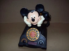 Disney Mickey Mouse Desk Radio Alarm Telephone by Telemania model 0702 Very Nice