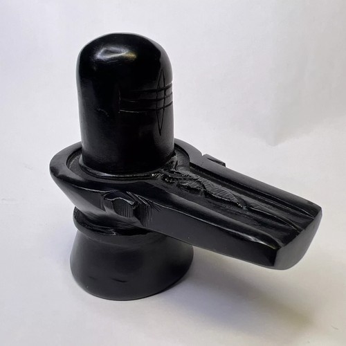 Mahadev Black Real Marble Shiva Lingam Shiv Ling Idol Statue 3 inch Hand Crafted - Imagen 2 de 8