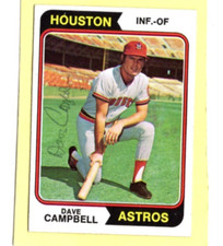 Autographed Dave Campbell Astros 1974 Topps Traded signed