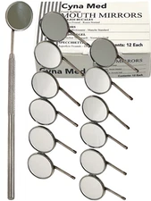 New Premium 12 x Dental Mouth Mirror heads Cone Socket #5 Plain + Free Handle 