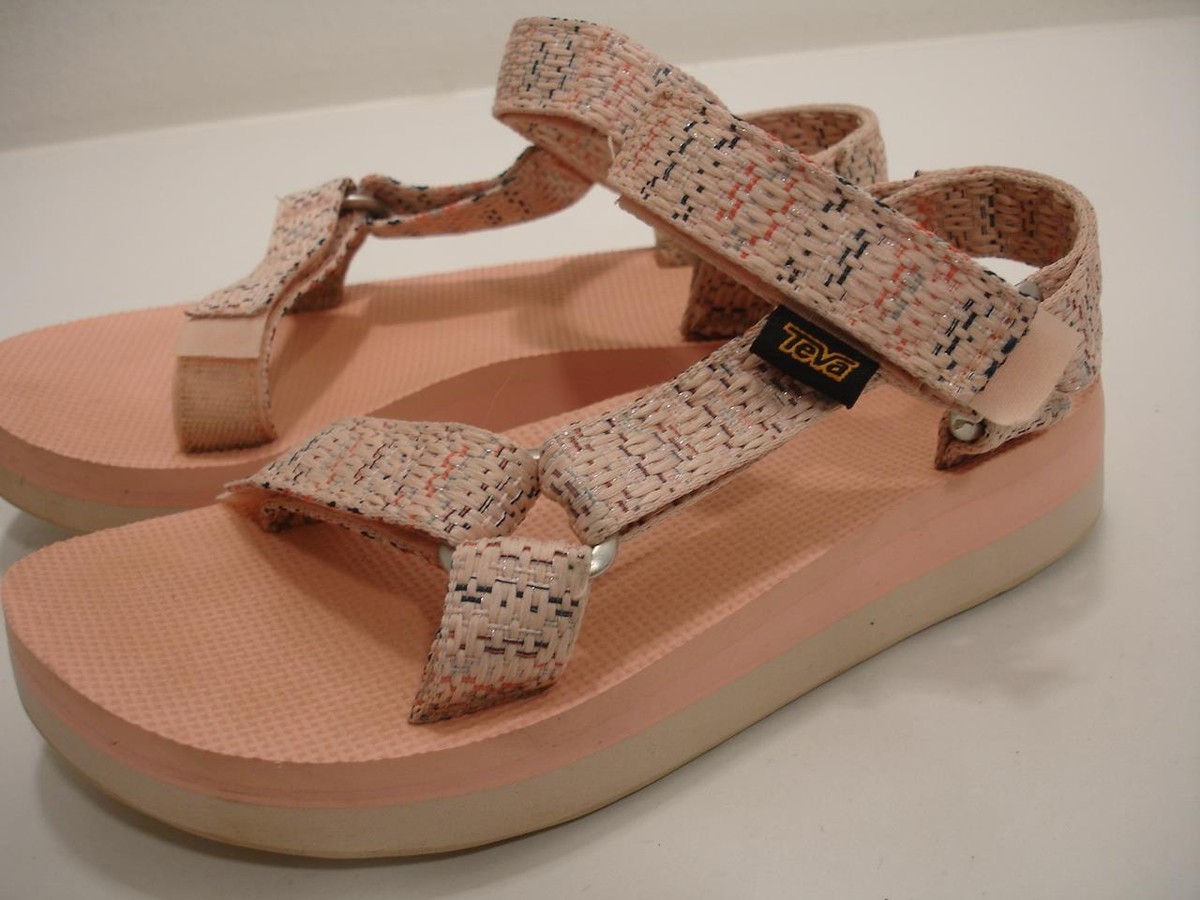 Teva Women's M Midform Universal Sandals Chacha Tropical Peach Platform  Wedge