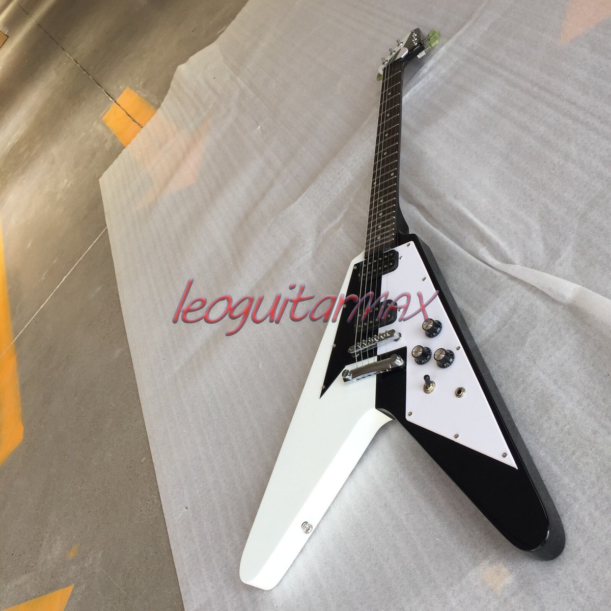 Black White Flying V Michael Schenker Electric Guitar Solid Black White Flying V Michael Schenker Electric Guitar Solid
